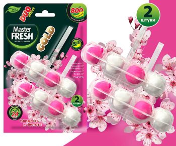 Блок освежитель для унитаза Master FRESH GOLD DUO EFFECT 5в1 САКУРА, 2шт 1/24 С0007430