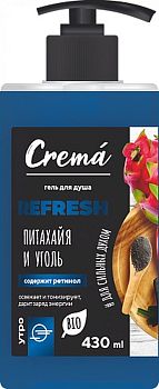 Гель для душа CREMA "Питахайя и Уголь" 430мл с дозат./12шт