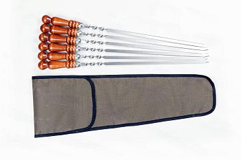 Шампура Набор 6шт 700*110*70мм дерев.ручка/ нерж.сталь/чехол оксфорд 