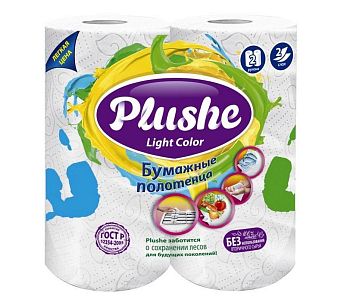Полотенца бумажные 2-слойные"Plushe Light"(упаковка 2 рулона*10,8 метра) 12/240