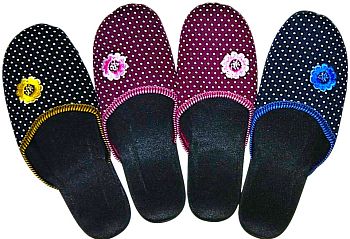 Тапочки Ж. дом. Фтора 807(РОМАШКА ГОРОХ) закр.нос р.36-41 6п *