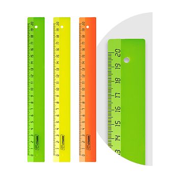 Линейка 20 см СТАММ "Неон" пластиковая непрозрачная ассорти ЛН11