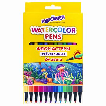 Фломастеры 24 цвета " Водный мир " Юнландия вентилируемый колпачок 1/10