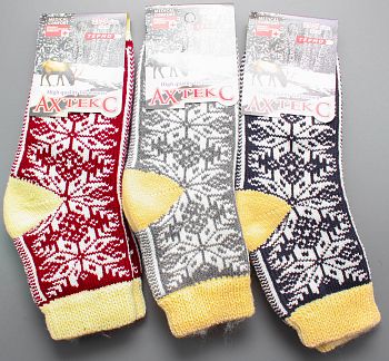 Носки Ж. вязан. шерсть Ахтекс снежинки 9/108