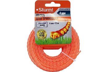 Леска для триммера 4мм*15м крученый квадрат,армиров Sturm