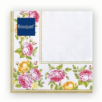 Салфетки бумажные DESNA BOUQUET "Скатерть с розами" 33*33 3-слойные 20листов/12шт