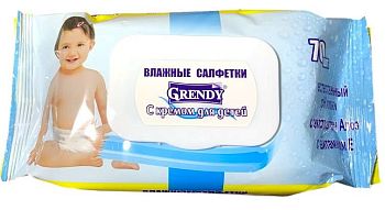 Салфетки влажные Grendy Детские (уп70шт) с клапаном /20*