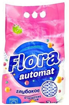 Порошок стир Флора автомат(пакет) Flora 3кг 1/3