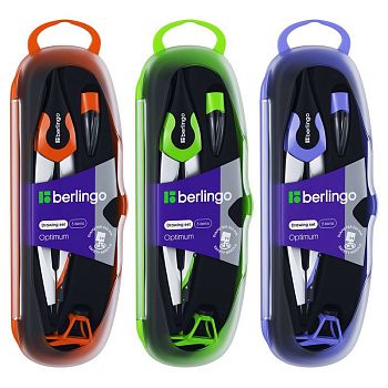 Готовальня 3 предмета Berlingo " Optimum ", циркуль 135мм пластиковый футляр 