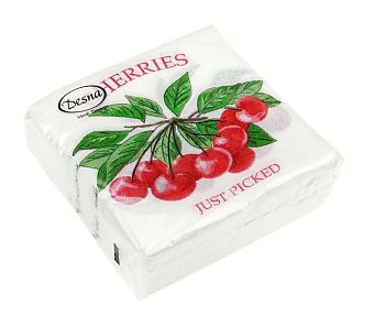 Салфетки бумажные DESNA DESIGN "Вишня" 24*24 1-слойные 40листов/32шт