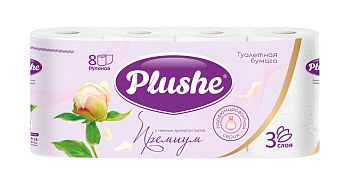 Т/бумага 3-сл. "Plushe Premium Aroma Peony&Powder"(уп.8рул,15м) Пион/8шт
