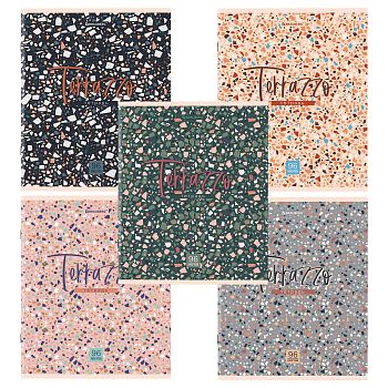 Тетрадь 96л КЛЕТ "Terrazzo" BRAUBERG картон обложка микс в спайке