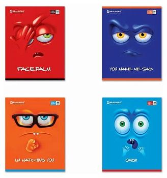 Тетрадь 96 листов клетка "Мордашка" BRAUBERG картонная обложка 5шт