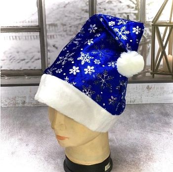 Шапка Дед Мороза снежинки 12/240