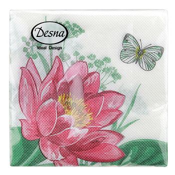 Салфетки бумажные DESNA DESIGN "Водяная лилия" 24*24 1-слойные 40листов/32шт