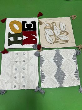 Наволочка Лён вышевка с кистями 50*50 (в уп 2шт) 1/200