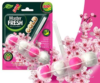 Блок освежитель д/унитаза Master FRESH GOLD DUO EFFECT 5в1 САКУРА, 1шт С0007425 (2048) 1/24