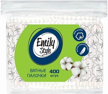 Ватные палочки 400шт Emily Style пакет с зиплоком 1/24 С0007219